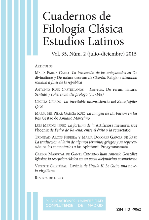 Cubierta Cuadernos de Filología Clásica, estudios latinos, vol 35-2 (2015)