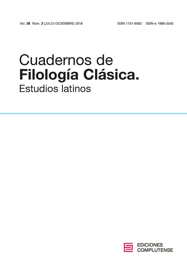 Cubierta Cuadernos de Filología Clásica, estudios latinos vol38-2 (2018)