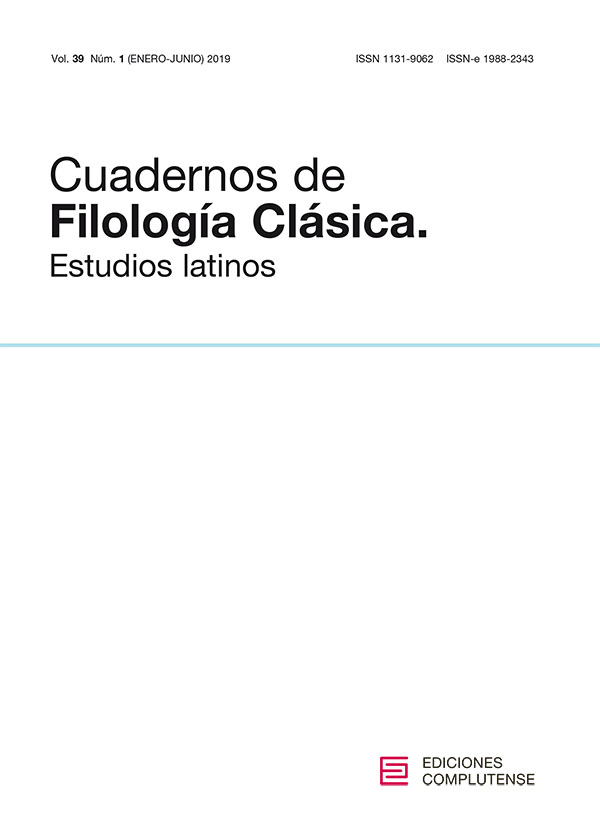 Cubierta Cuadernos de Filología Clásica, Estudios Latinos Vol 39-1 (2019)