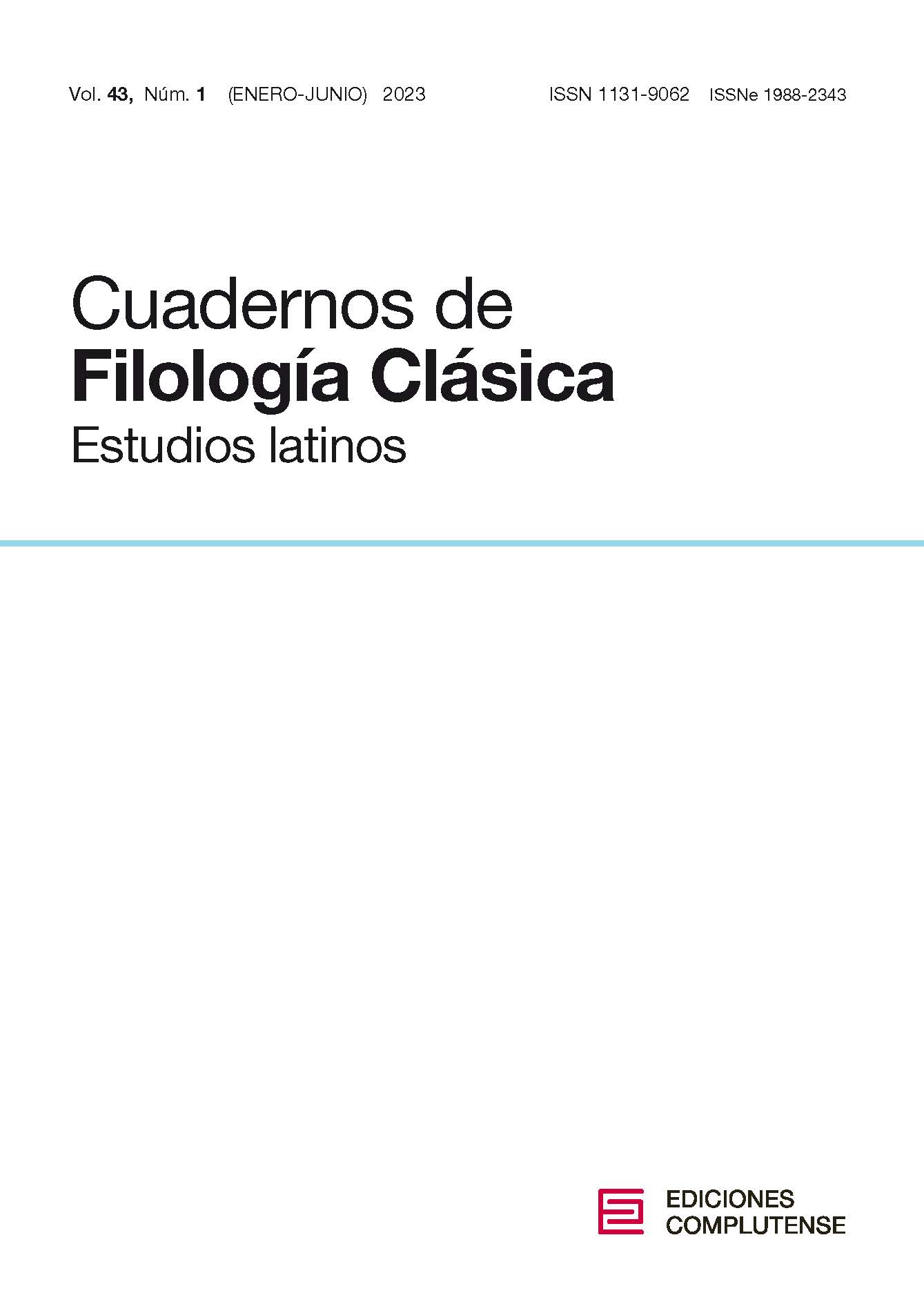 Cubierta Cuadernos de Filología Clásica, estudios latinos 43 (1) 2023