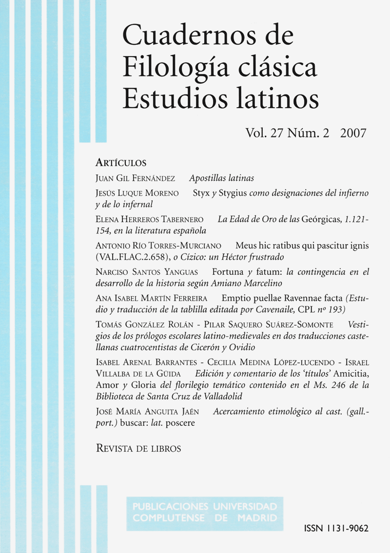 Cuadernos de Filología Clásica. Estudios Latinos Vol. 27, Núm. 2 (2007)