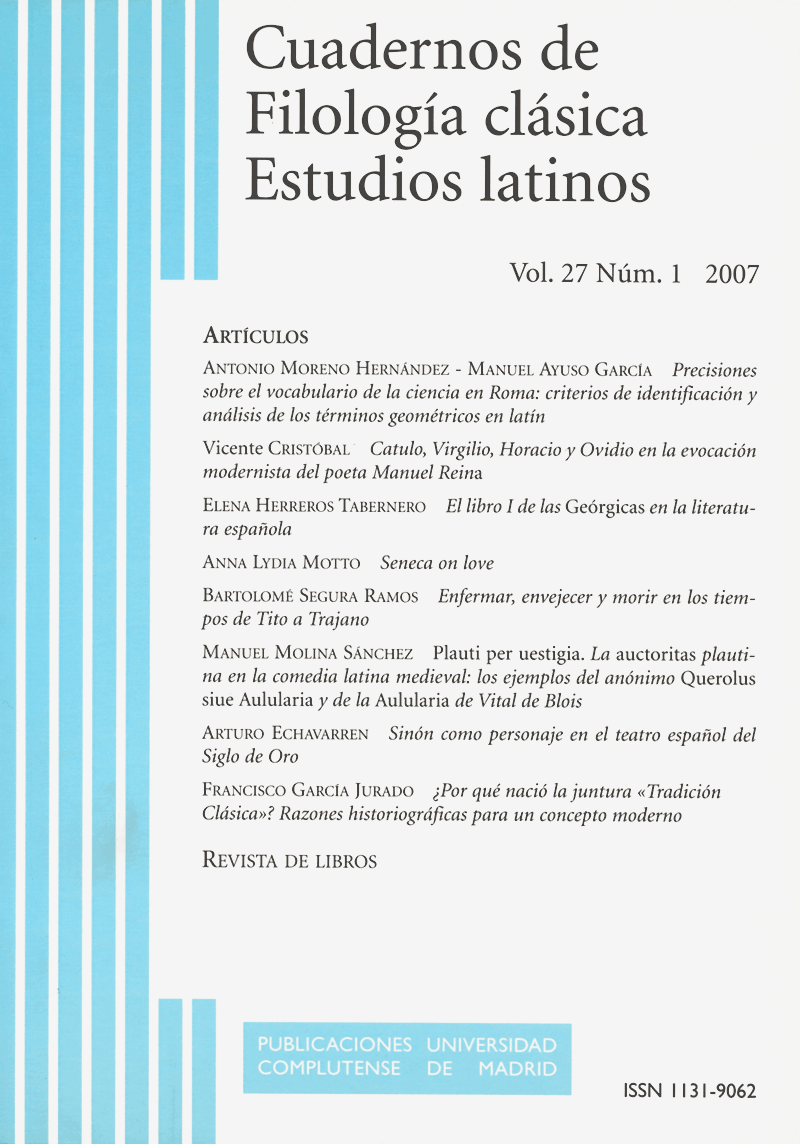 Cuadernos de Filología Clásica. Estudios Latinos Vol. 27, Núm. 1 (2007)