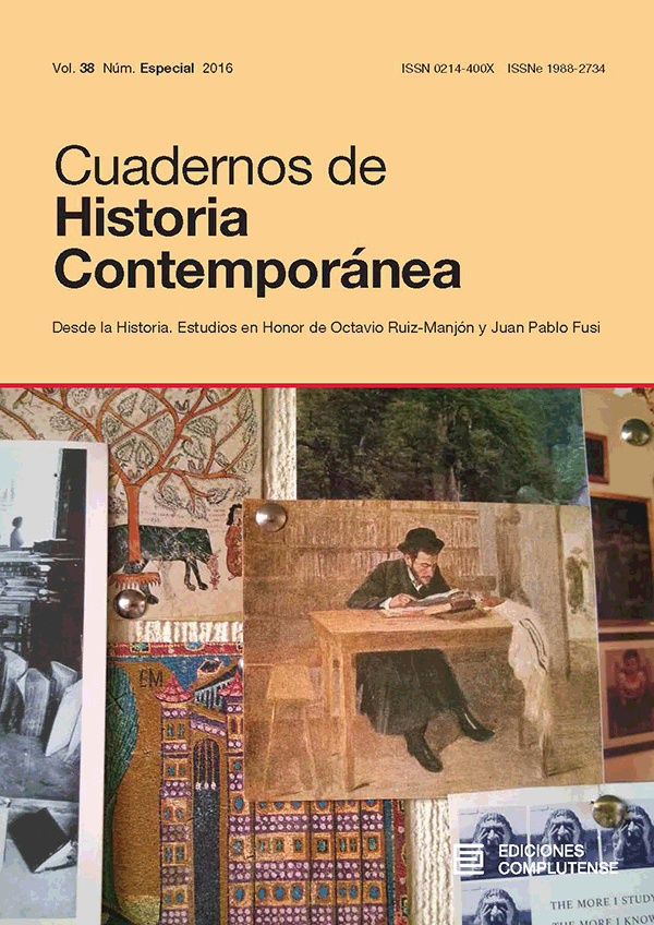 cubierta Cuadernos de Historia Contemporanea vol 38, nº especial (2016)