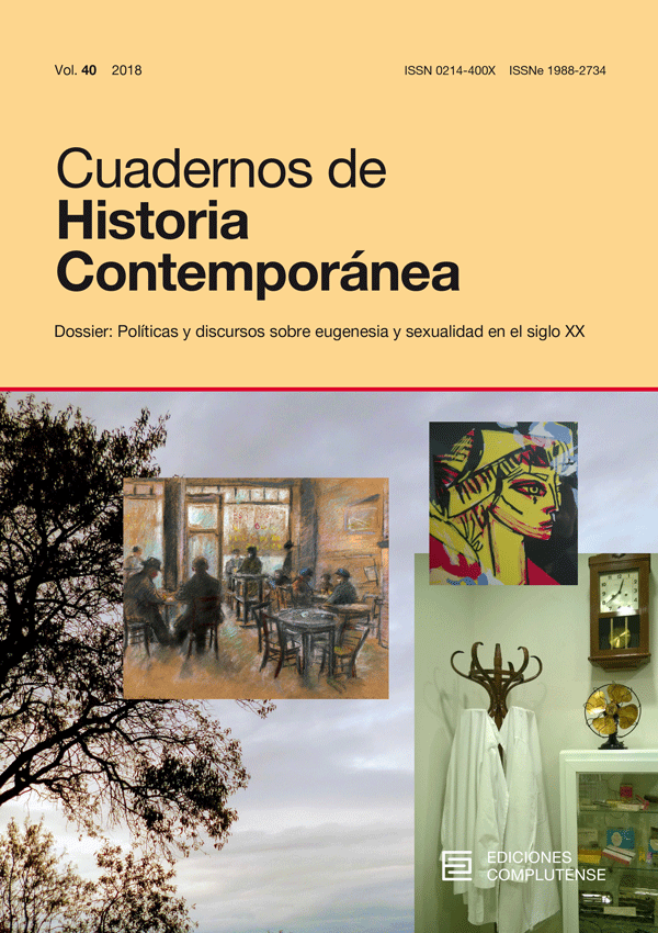 Cubierta Cuadernos de Historia Contemporánea Vol. 40. Vol 40 (2018): Dosier: Políticas y discursos sobre eugenesia y sexualidad en el siglo XX