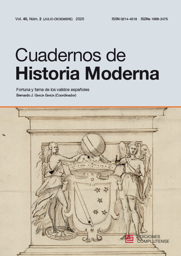 Cubierta de Cuadernos de Historia Moderna Vol. 45, Núm. 2 (2020). Monográfico: Fortuna y fama de los validos españoles