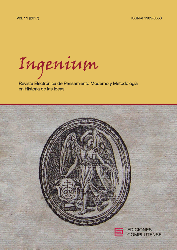 Cubierta de Ingenium. Revista Electrónica de Pensamiento Moderno y Metodología en Historia de la Ideas Vol. 11