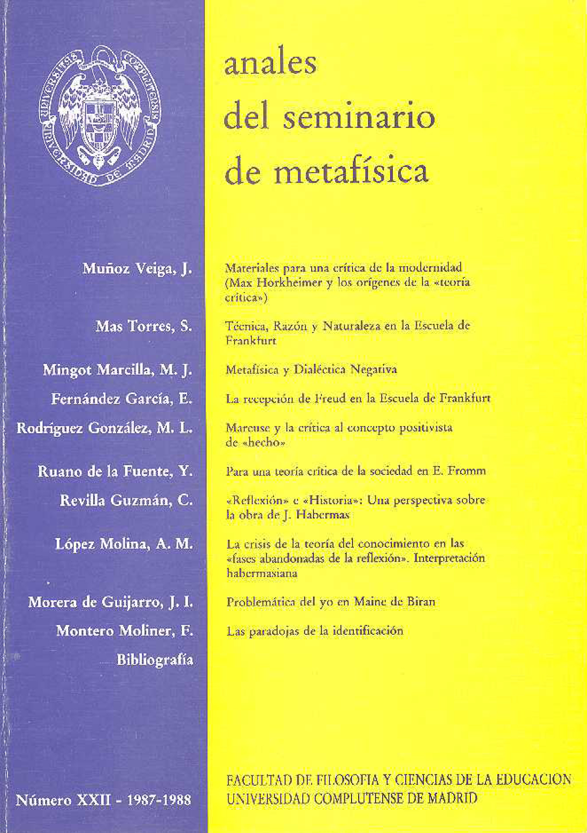 					Ver Vol. 22 (1987): No 22 (1987/88)
				