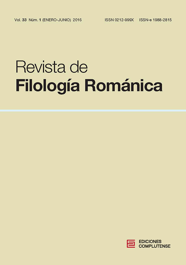 Cubierta Revista de Filología Románica vol 33-1 (2016)