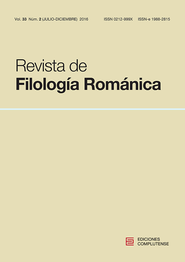 Cubierta Revista de Filología Románica vol 33-2 (2016)