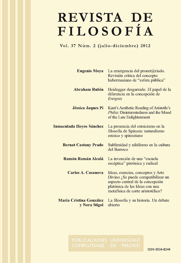 Cubierta Revista de Filosofía vol 37-2 (2012)