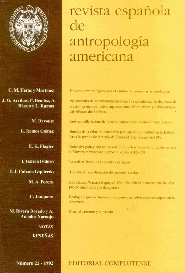 Cubierta vol 22 (1992) Revista Española de Antropología Americana