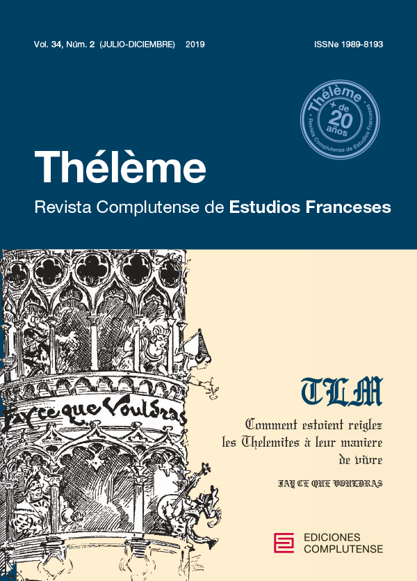 Cubierta de Thélème. Revista Complutense de Estudios Franceses Vol. 34 , Núm. 2 (2019)