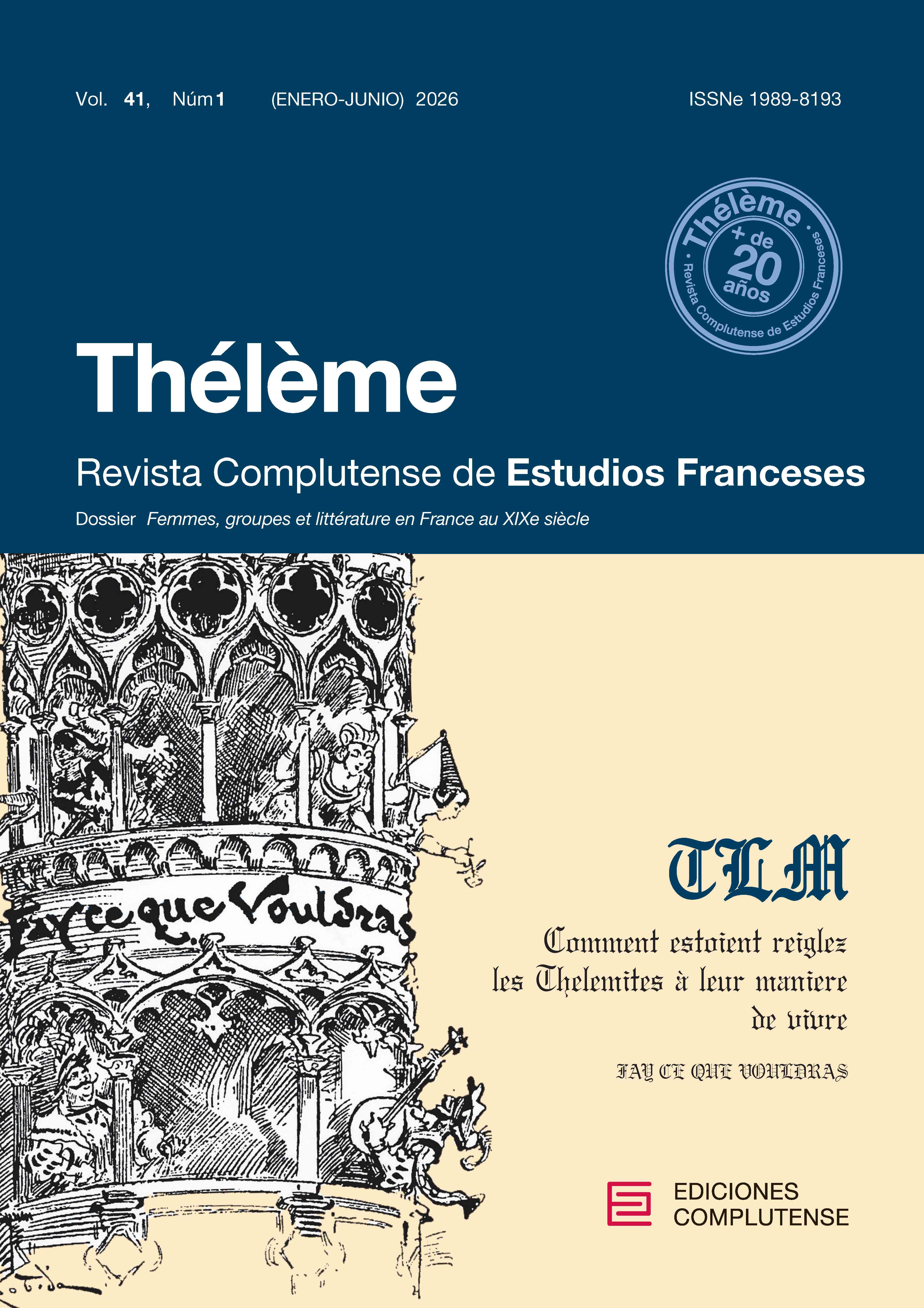 Cubierta Thélème. Revista Complutense de Estudios Franceses 41(1) 2026
