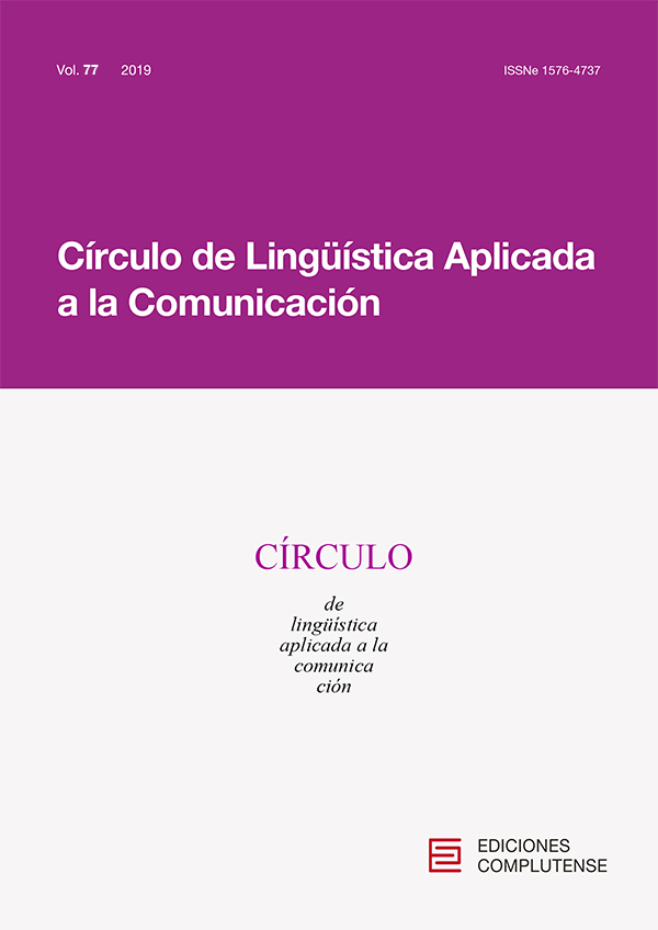 Cubierta de Círculo de Lingüística Aplicada a la Comunicación Vol. 77 (2019)