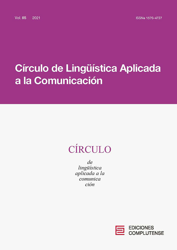 Cubierta Círculo de Lingüística aplicada a la comunicación vol 85 (2021)