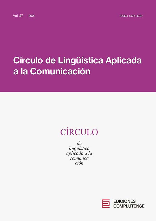 Cubierta Círculo de Lingüística aplicada a la comunicación vol 87 (2021)