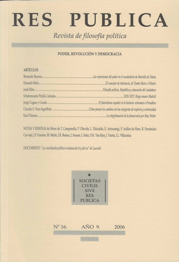 Cubierta Res Publica vol 16 (2006)