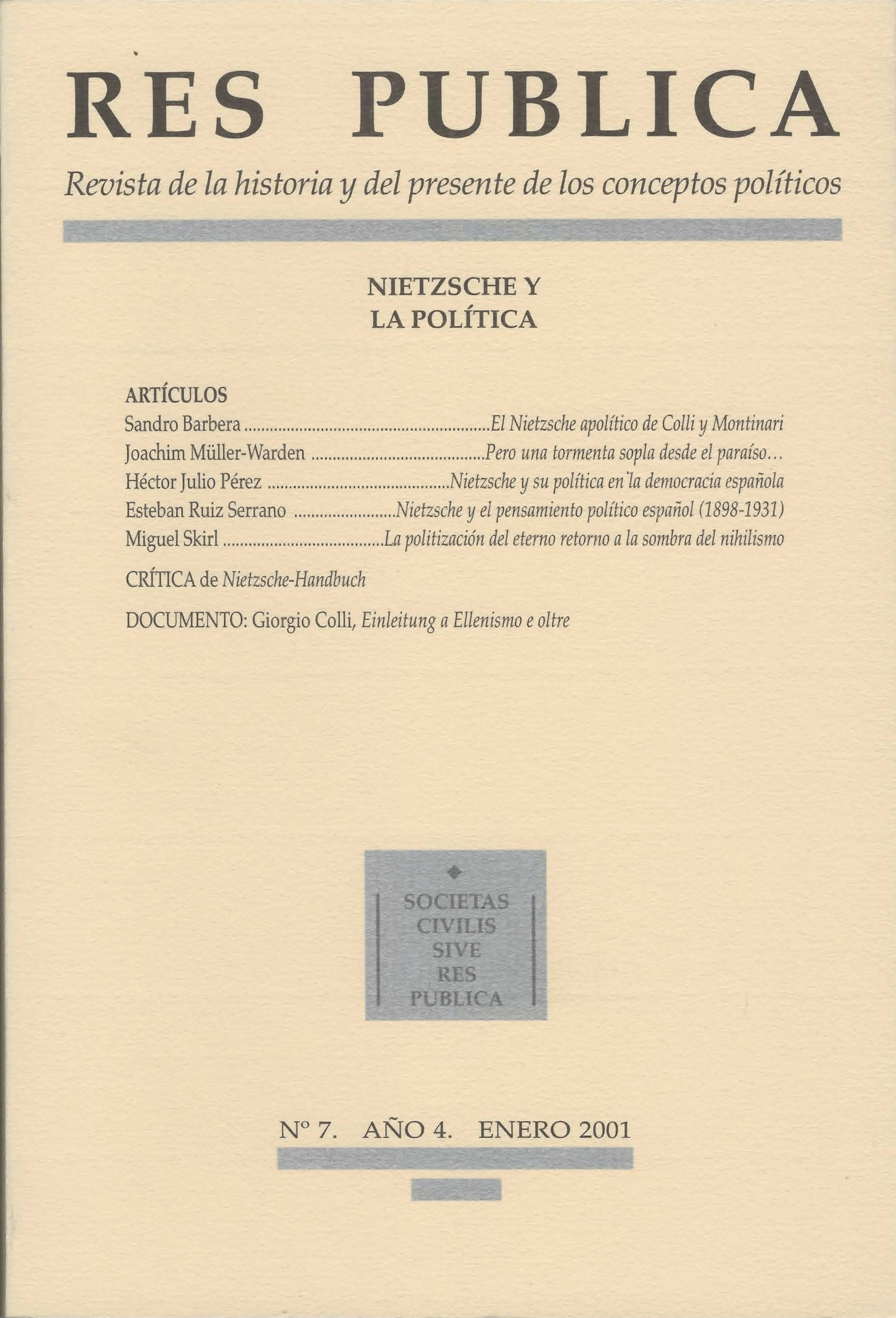 Cubierta Res Publica vol 7 (2001)