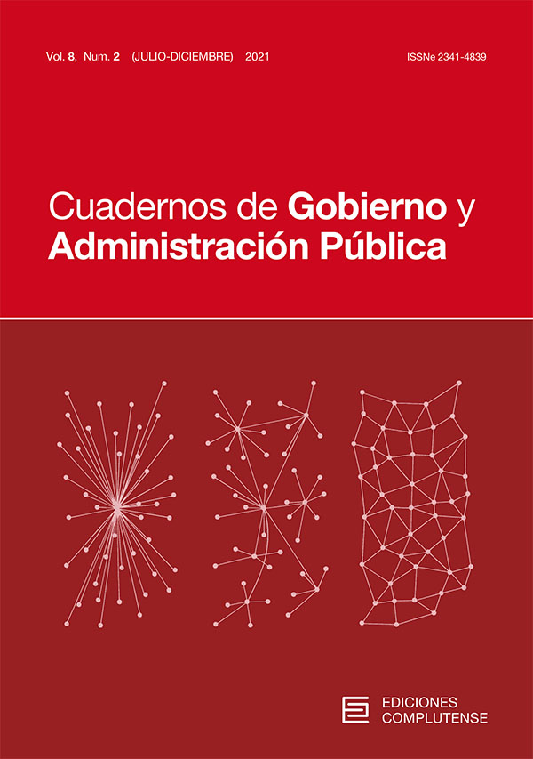 Cubierta Cuadernos de Gobierno y Administración Pública 8(2) 2021