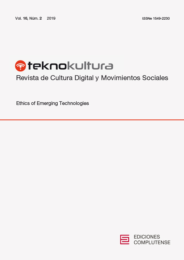Cubierta de Teknokultura Vol. 16 Núm. 2 (2019): Ethics of Emerging Technologies