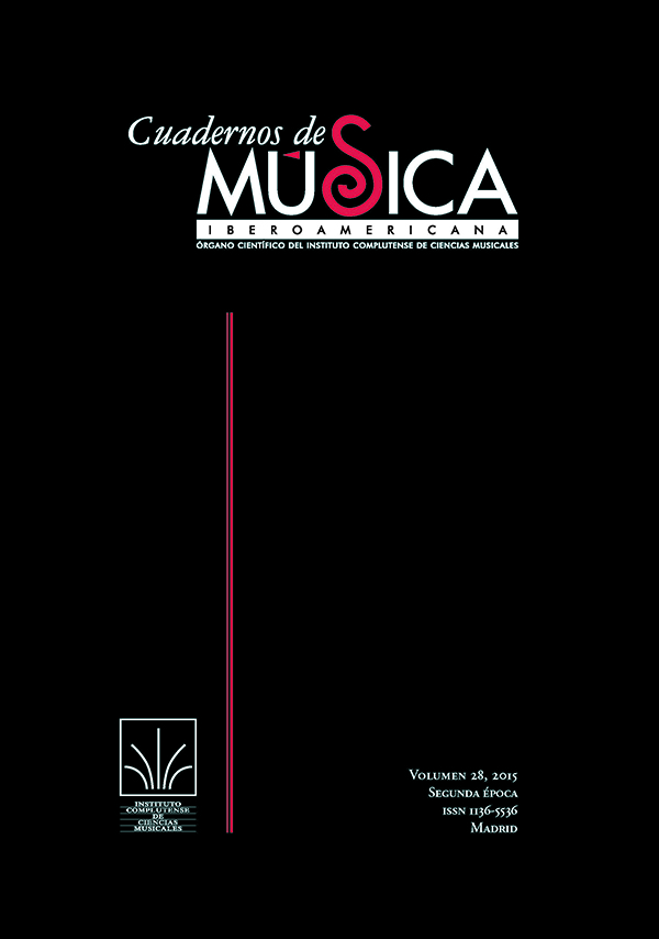 Cubierta Cuadernos de Música Iberoamericana vol 28 (2015)