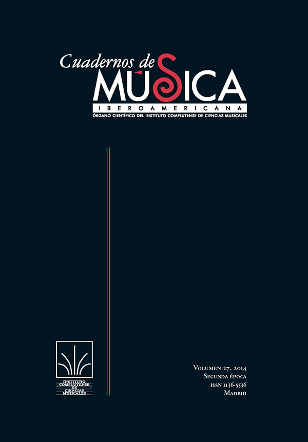 Cubierta Cuadernos de Música Iberoamericana vol 27 (2014)