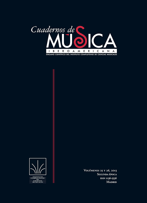 Cubierta Cuadernos de Música Iberoamericana vol 25-26 (2013)