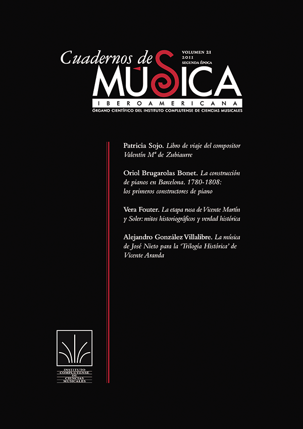 Cubierta Cuadernos de Música Iberoamericana vol 21 (2011)