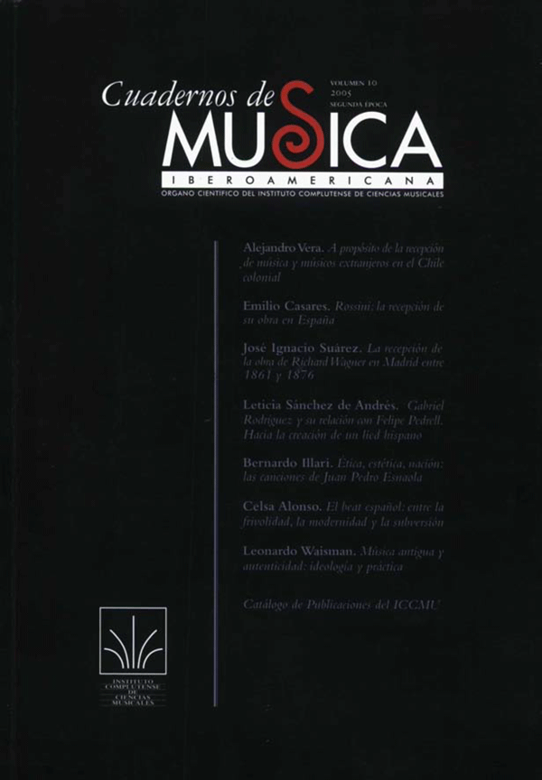 Cubierta de Cuadernos de Música Iberoamericana Vol. 10 (2001)