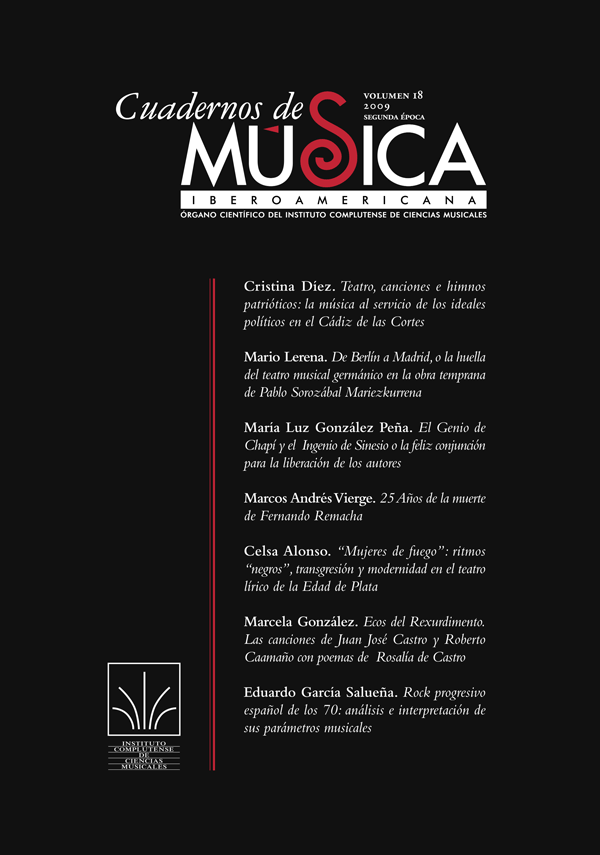 Cubierta de Cuadernos de Música Iberoamericana Vol. 18 (2009)