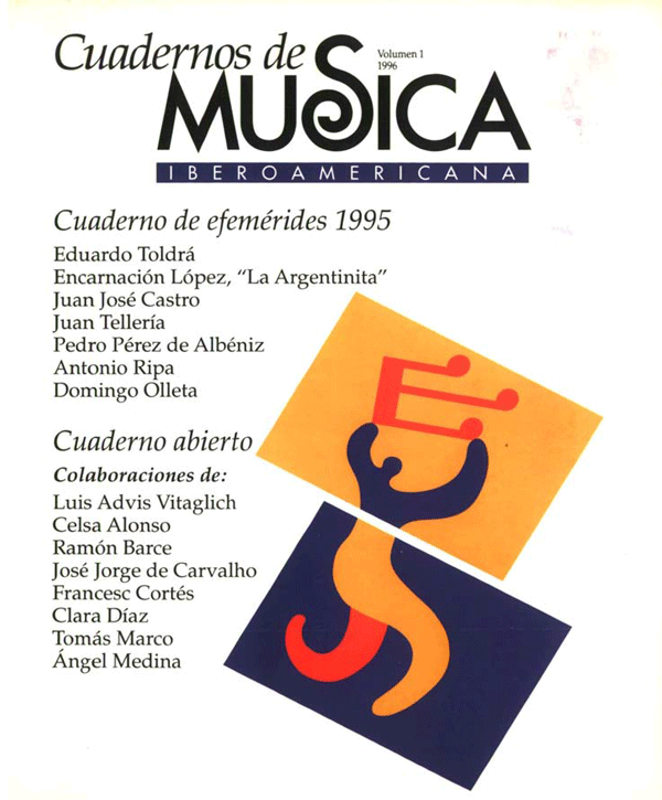 Cubierta de Cuadernos de Música Iberoamericana Vol. 1 (1996)