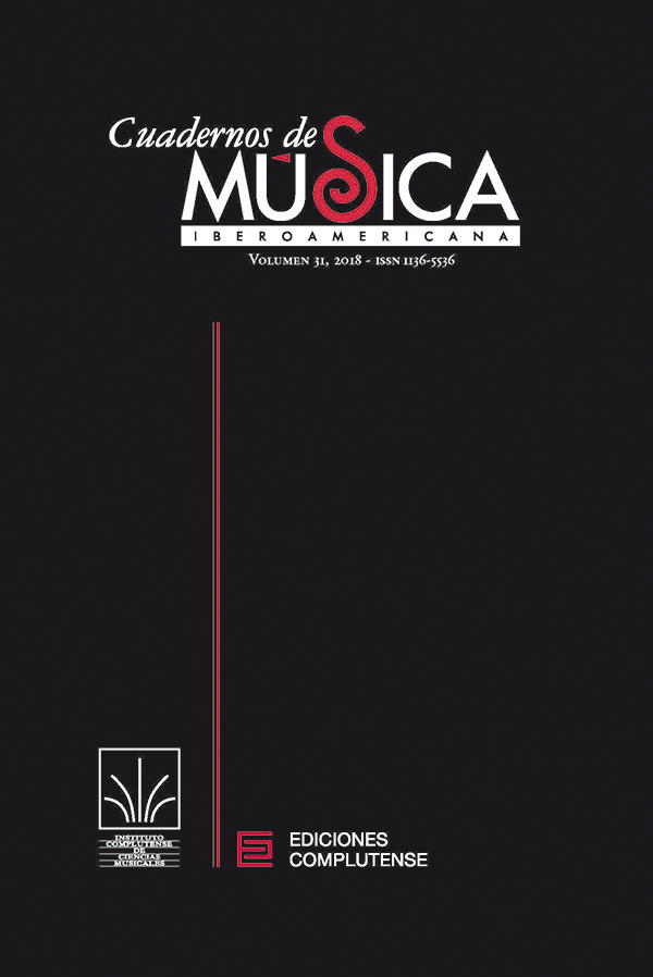 Cubierta Cuadernos de Música Iberoamericana vol 31 (2018)