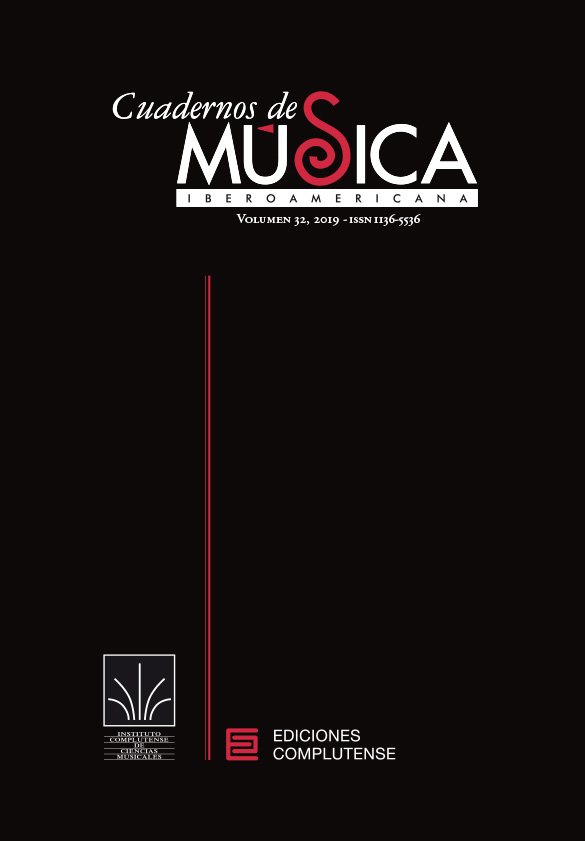 Cubierta de Cuadernos de Música Iberoamericana vol. 32 (2019) Análisis musical y prácticas hiper/intertextuales en la música iberoamericana