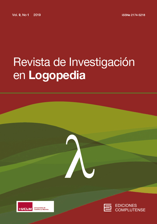 Cubierta Revista de Investigación en Logopedia vol 9-1 (2019)